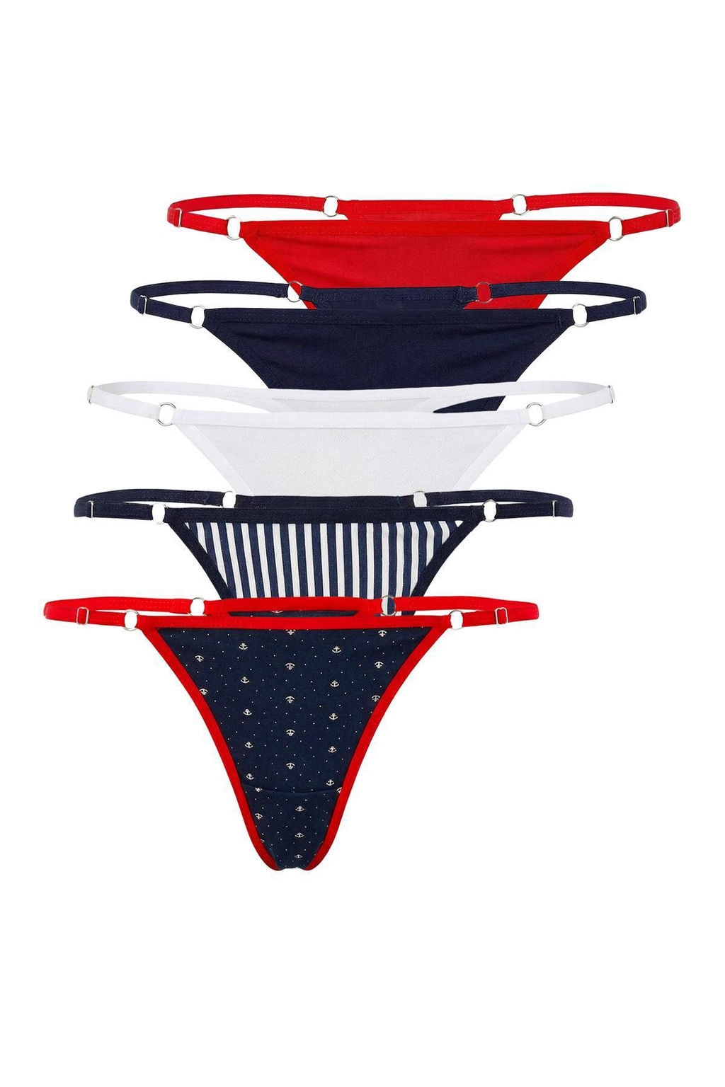 Lacivert-Cok Renkli 5li Suprem Tanga Cizgili Tanga Kulot THMSS25KU00047