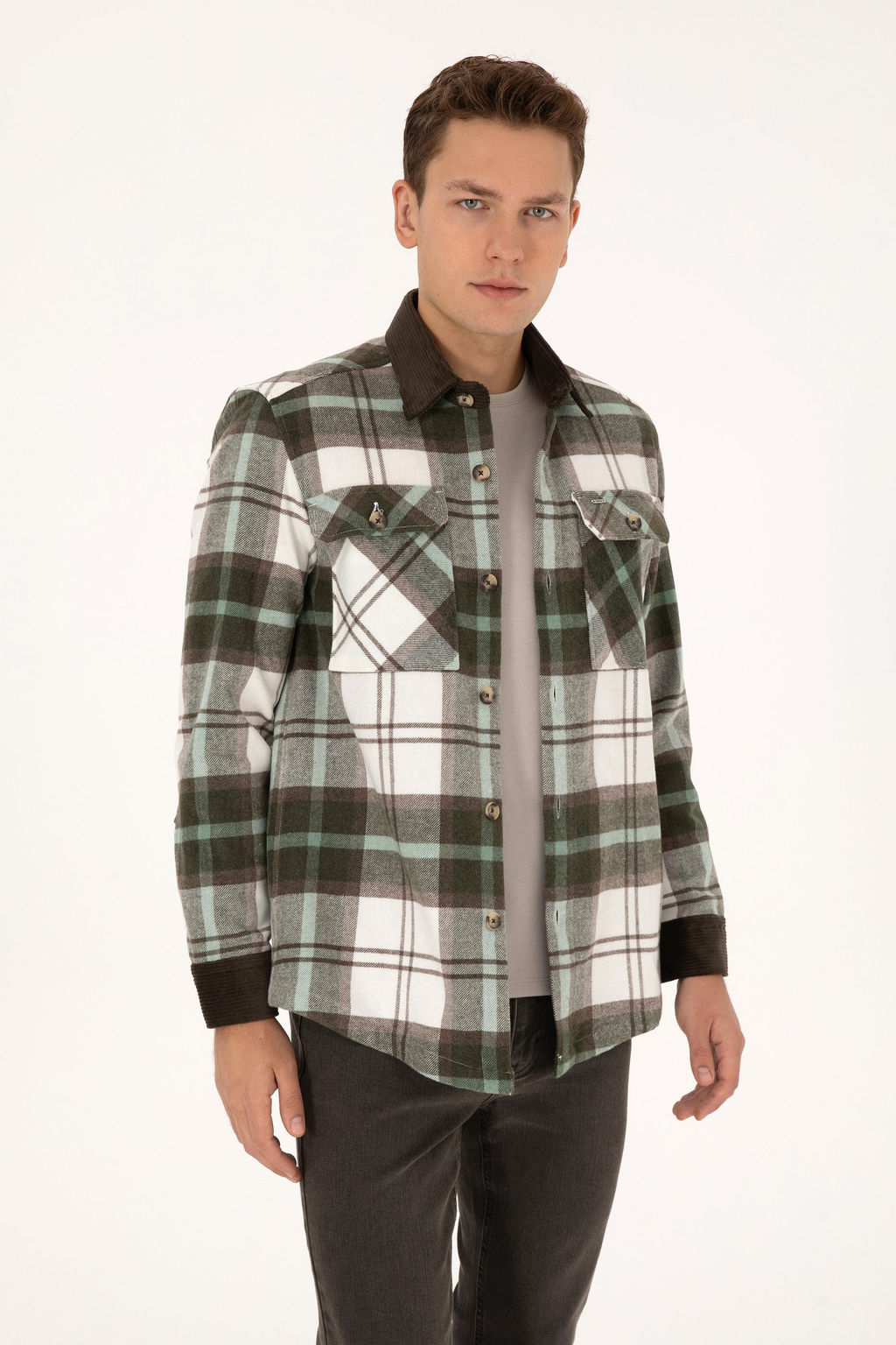 Erkek A__k Haki Uzun Kollu G_mlek - U.s. polo assn фото 3