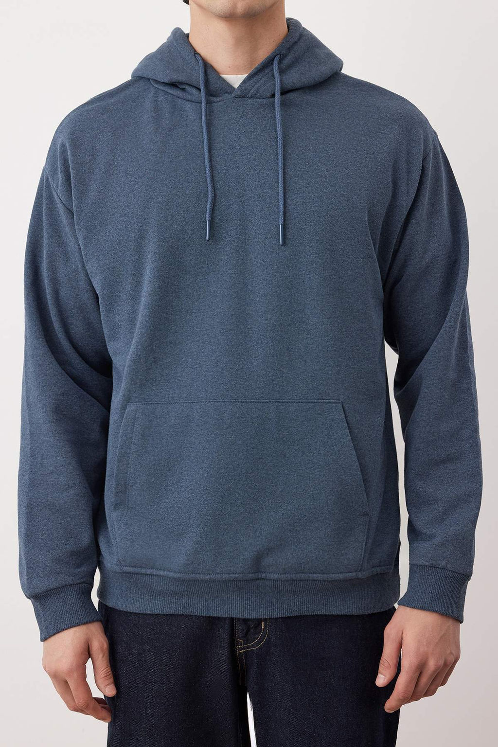 Indigo Oversize/Genis Kesim Kapusonlu Ici Polar/S?cak Tutan Sweatshirt TMNAW23SW00195