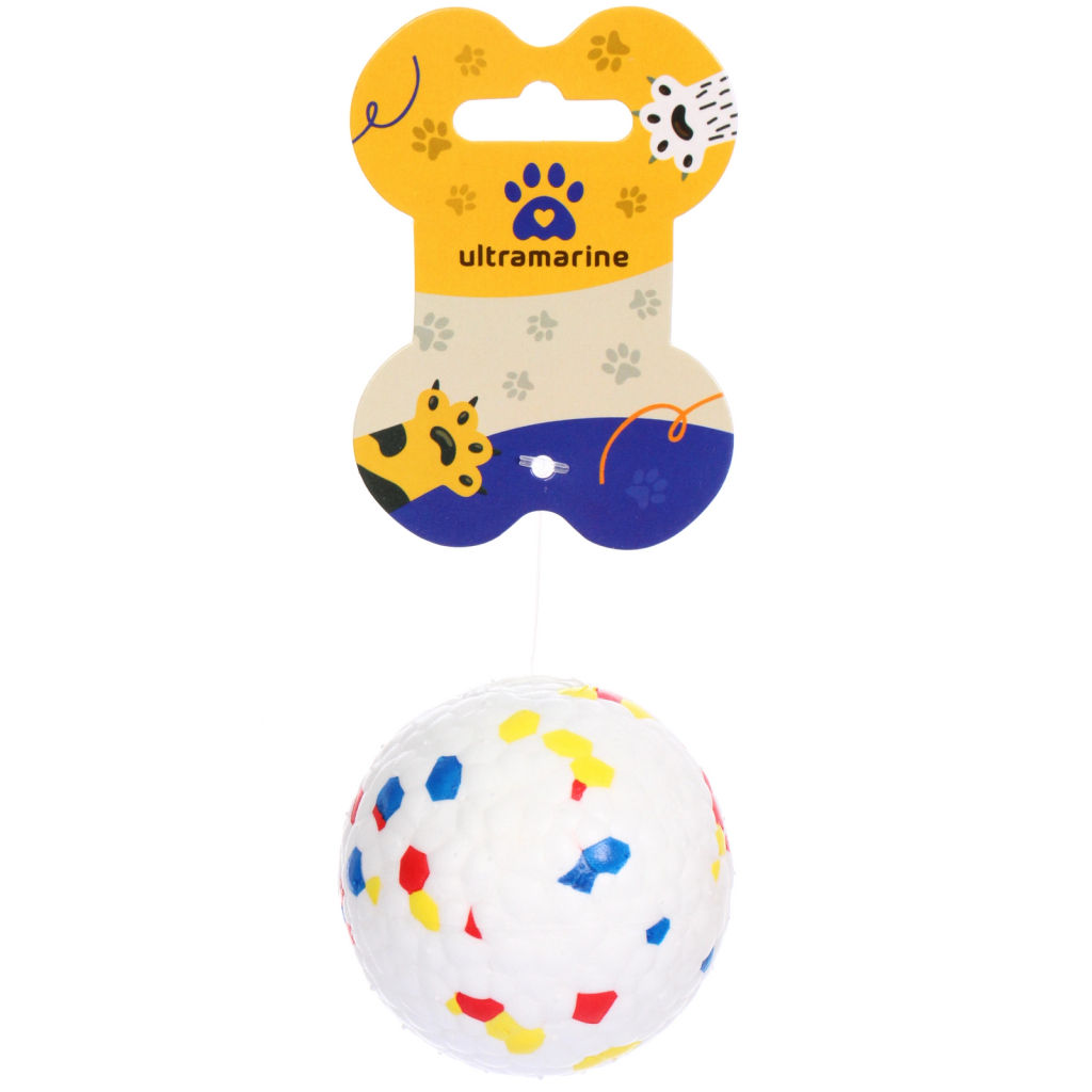 Цена за 2 шт. Игрушка - мячик сверх прочный для собак "ЗУБОЧИСТКА", цвет как на фото, d-6,5см (лейбл)