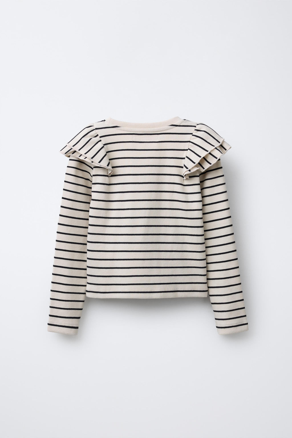 STRIPED RIBBED T-SHIRT WITH RUFFLES - Zara фото 2
