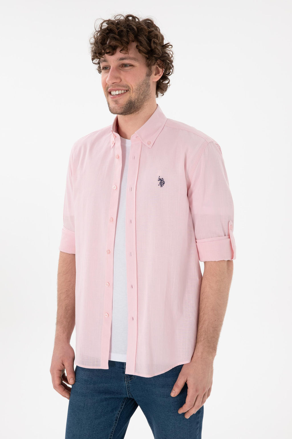 Erkek A__k Pembe Uzun Kollu Basic G_mlek Sepette S_rpriz _ndirim - U.s. polo assn фото 2