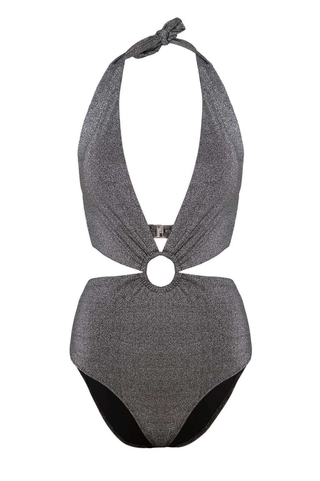 TRENDYOLMILLA Saks Derin V Yaka Cut Out/Pencereli Aksesuarl? Simli Regular Mayokini TBESS25MY00005  фото 9