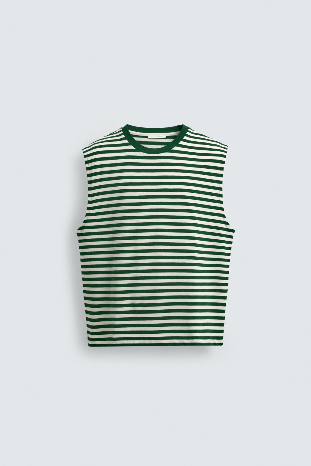 CAMISETA TANK JACQUARD RAYAS / Verde / Crudo
