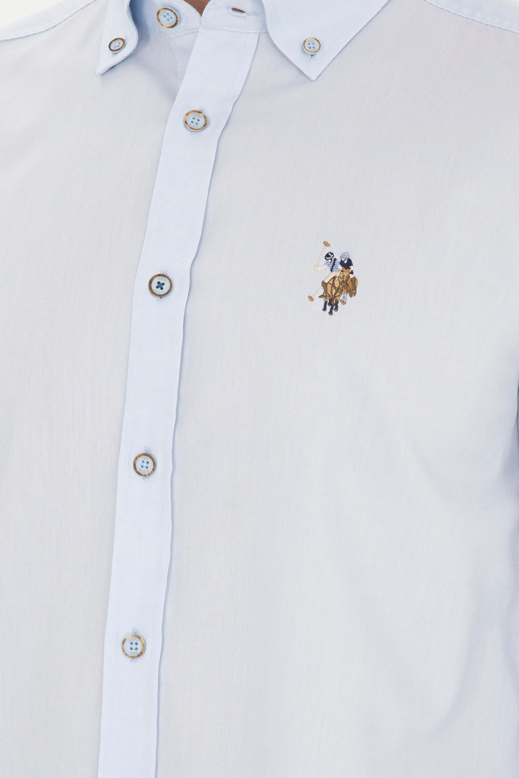 Мужская голубая базовая рубашка с длинным рукавом - U.s. polo assn фото 7