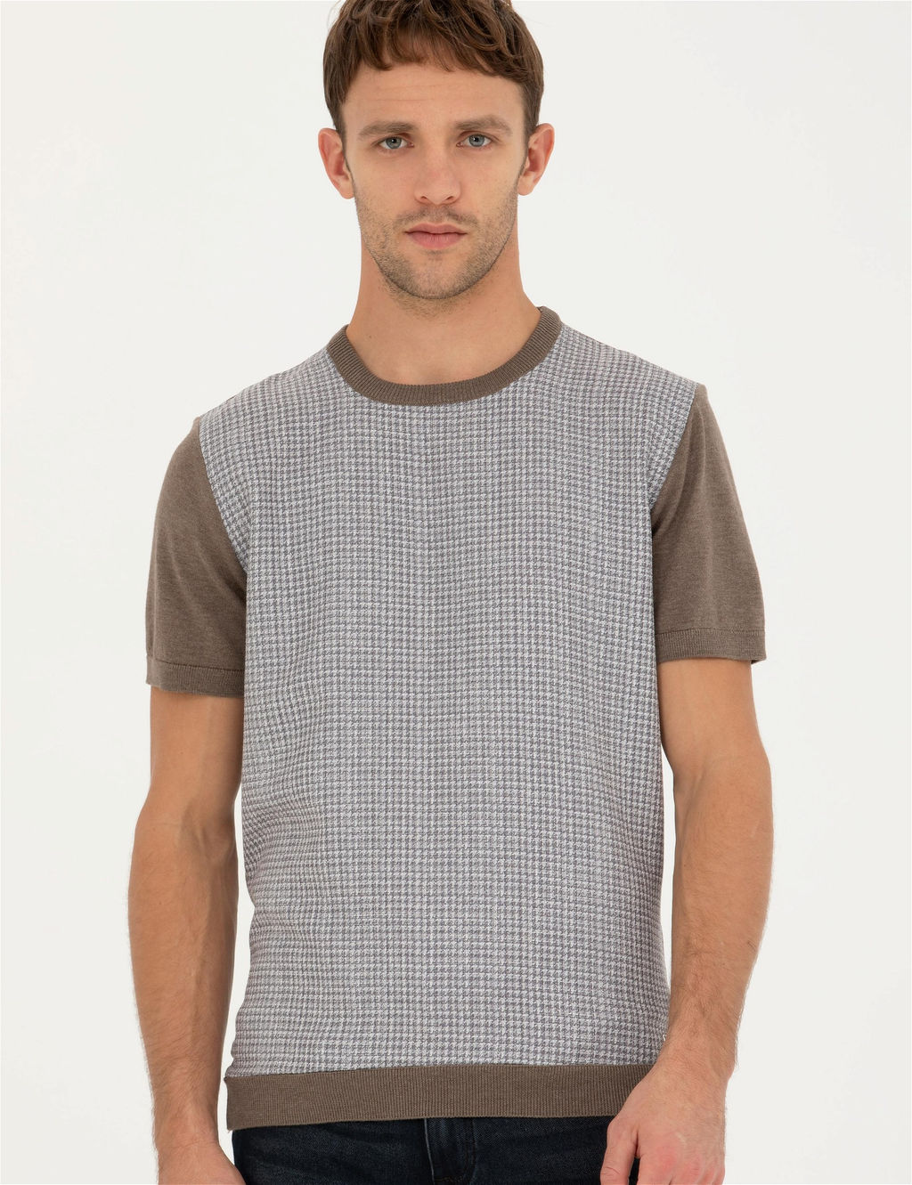 Vizon Melanj Slim Fit Bisiklet Yaka Triko Ti__rt - Pierre cardin фото 3