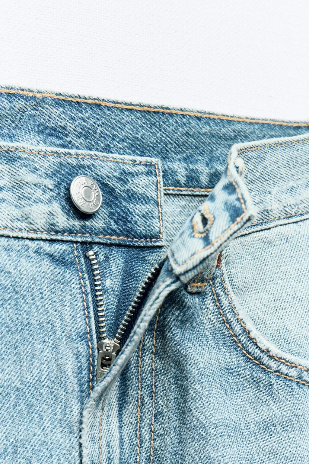 WIDE-LEG HIGH-WAIST RIPPED TRF JEANS - Zara фото 8