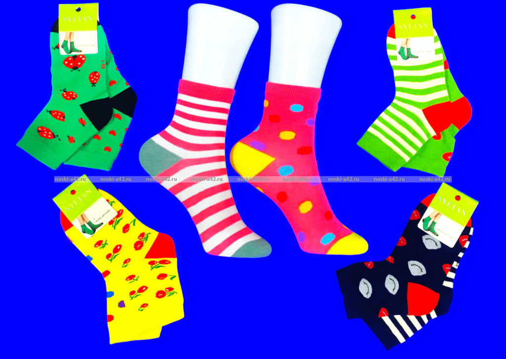 Цена за 10 пар. SYLTAN носки детские, подростковые на девочек "Разноцветные ножки " арт. 3244