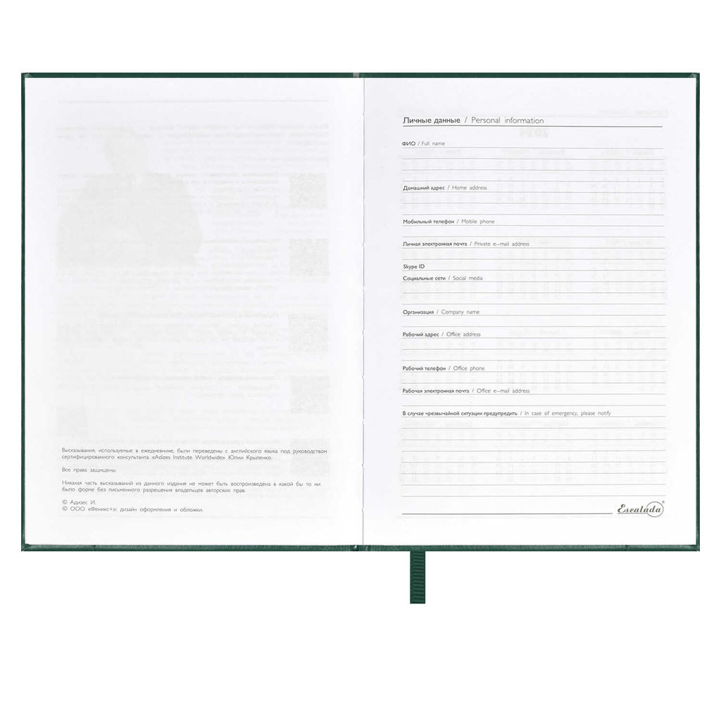 Ежедневник датированный 2024 ESCALADA, А6+, 176 л., арт. 63796/ 20 САРИФ-ЭКОНОМ ЗЕЛЁНЫЙ  фото 4