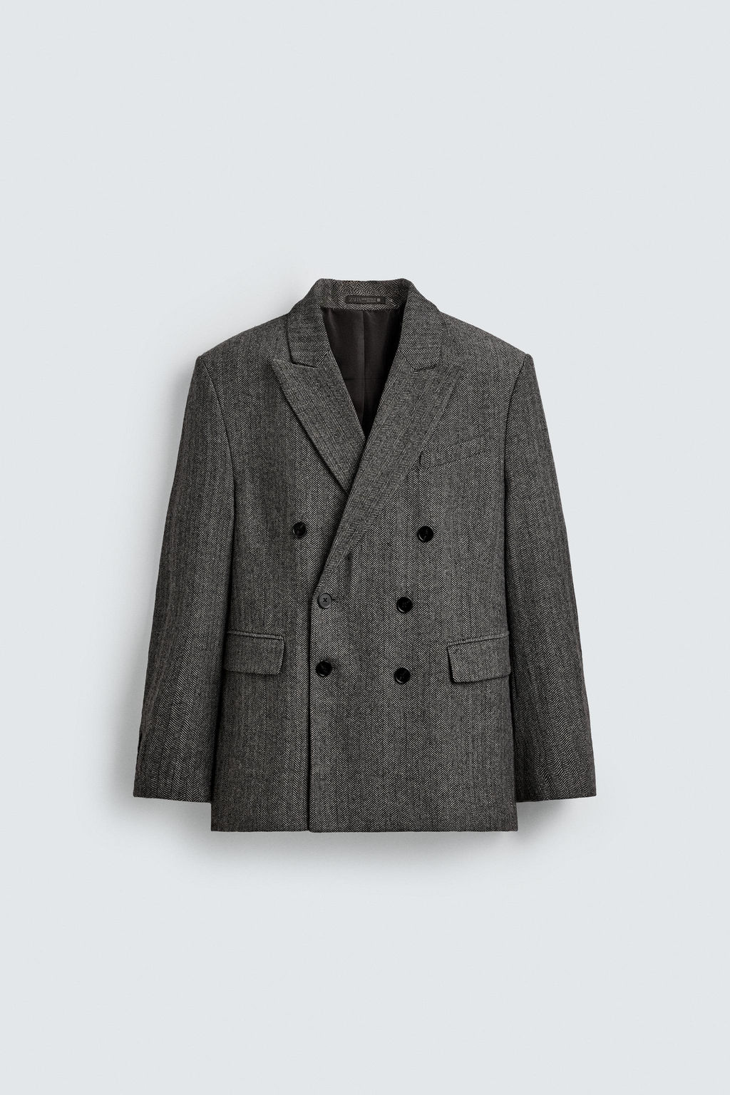 BLAZER TRAJE ESTRUCTURA ESPIGA CON LANA / Gris - Zara фото 7