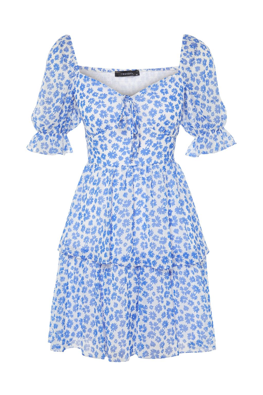 TRENDYOLMILLA Cok Renkli Cicekli Etegi Volanl? Skater/Belden Ac?lan Sifon Mini Astarl? Dokuma Elbise TWOSS22EL2772 фото 19