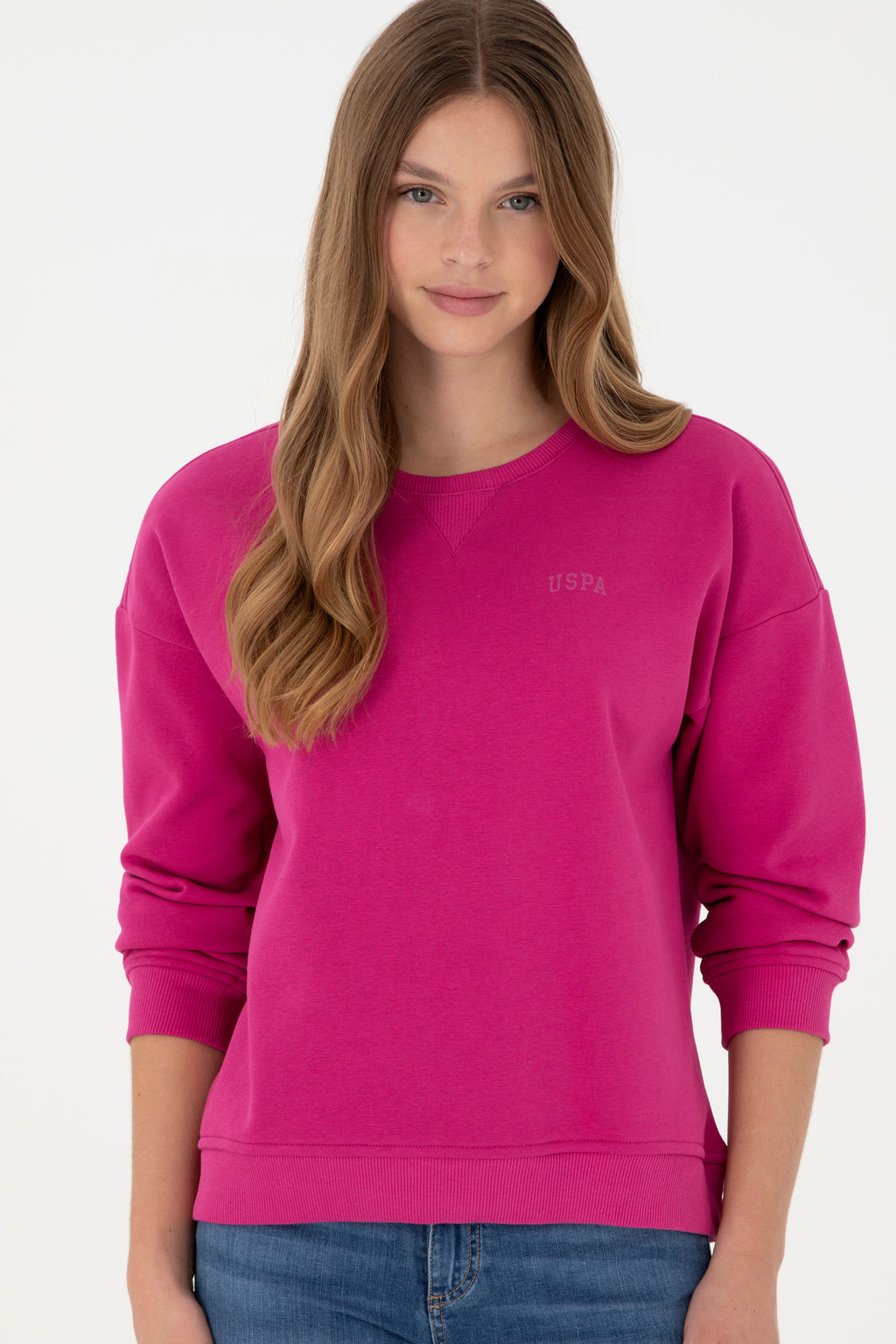 Женский базовый свитшот с круглым вырезом цвета фуксии - U.s. polo assn фото 17