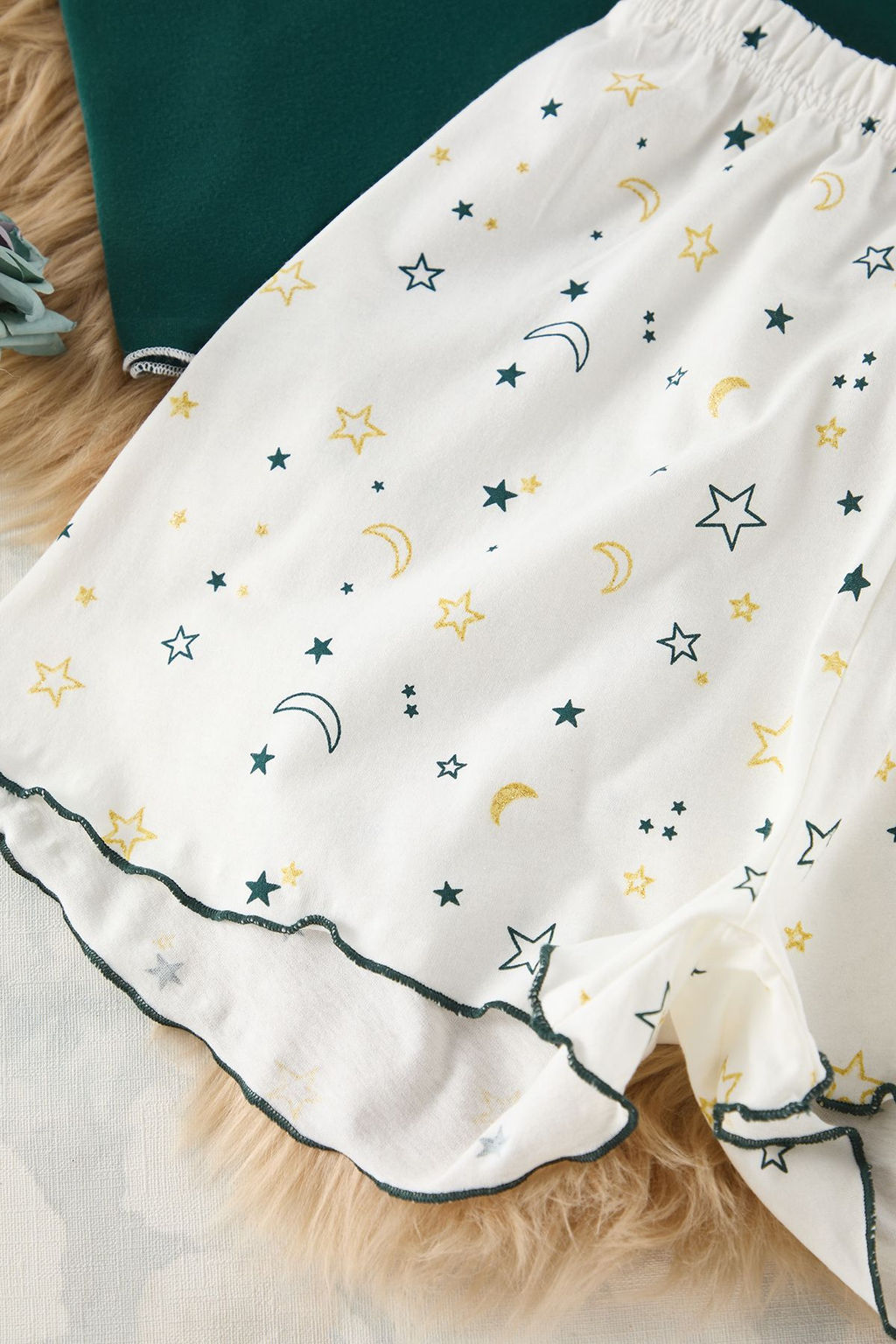 Trendyolmilla Gri Melanj Galaksi Desenli Baby Overlok Detayl? Sortlu Orme Pijama Tak?m? THMSS24PT00203 фото 15