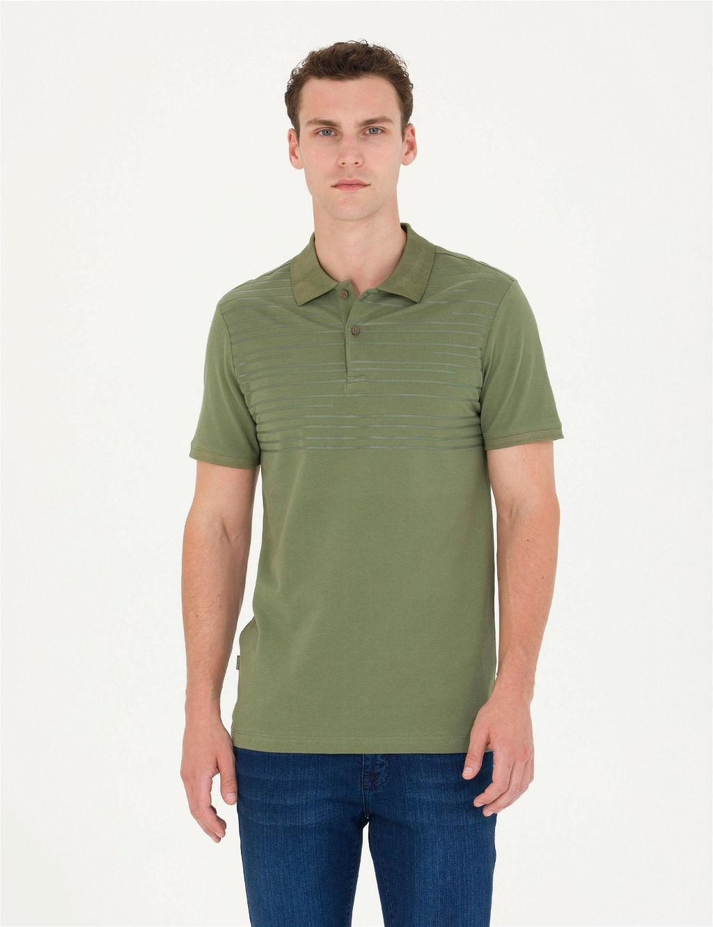 Haki Slim Fit Polo Yaka Ti__rt - Pierre cardin фото 3