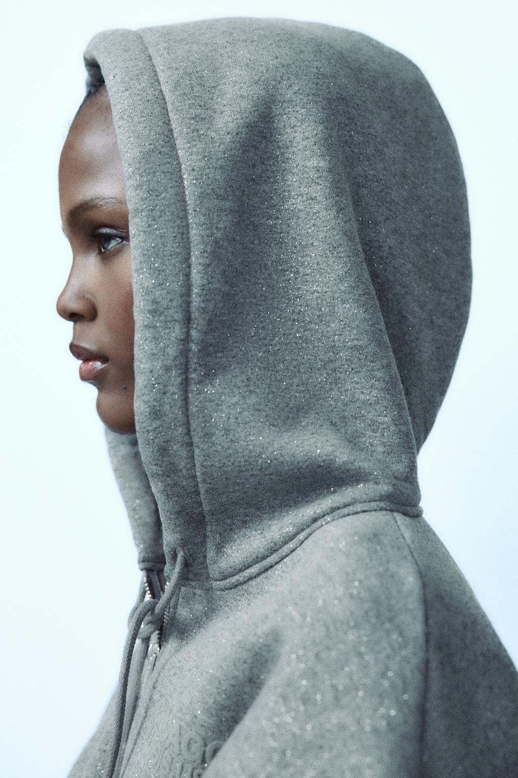 GLITTER CROPPED HOODIE - Zara фото 3