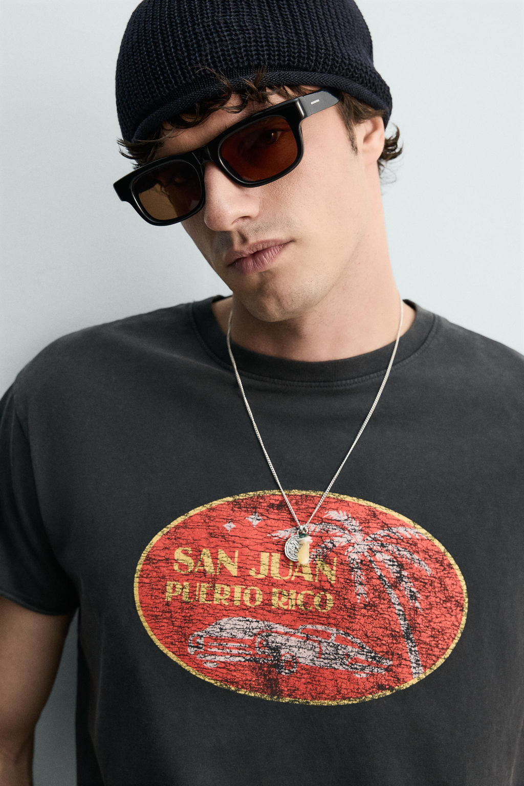 CAMISETA LAVADA SAN JUAN PUERTO RICO / Negro