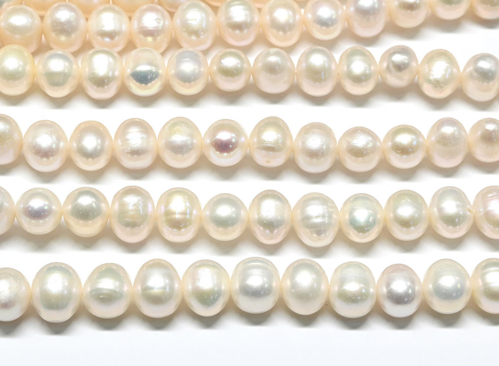 Бусины жемчуг овал 10*8мм цвет белый, 37см, 47 бусин Радуга камня