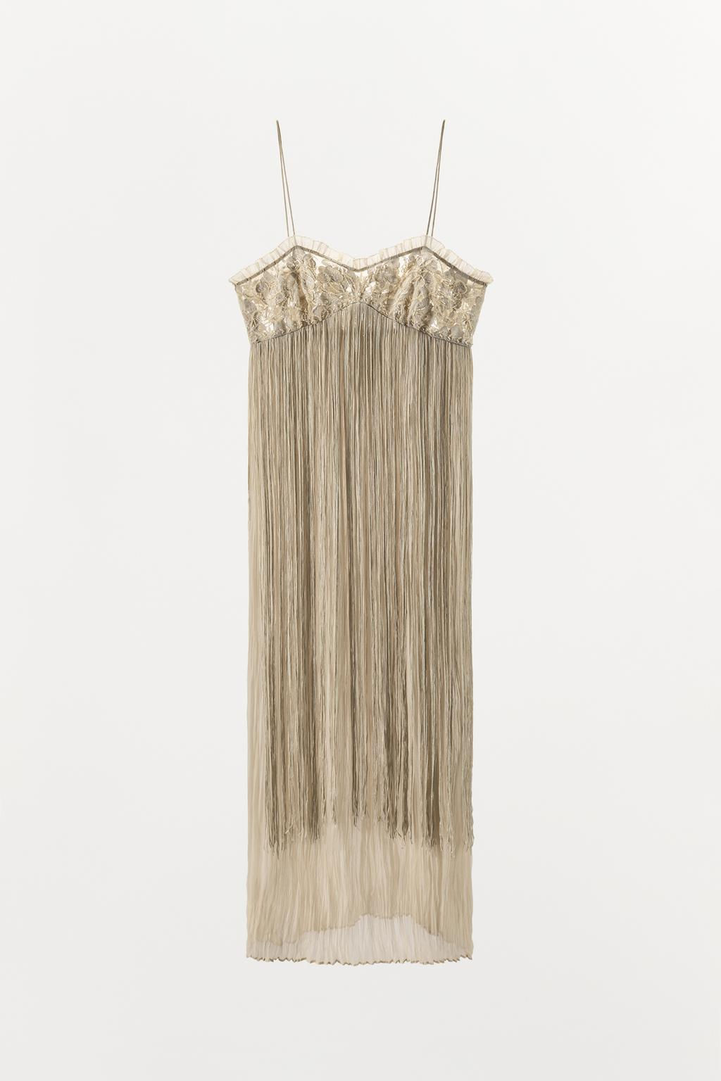 EMBROIDERED FRINGED COMBINATION DRESS - Zara фото 6