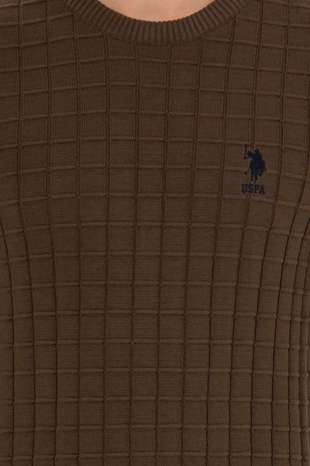 U. S. Polo Assn Мужской вязаный свитер кокосового цвета с круглым вырезом - U.s. polo assn фото 6