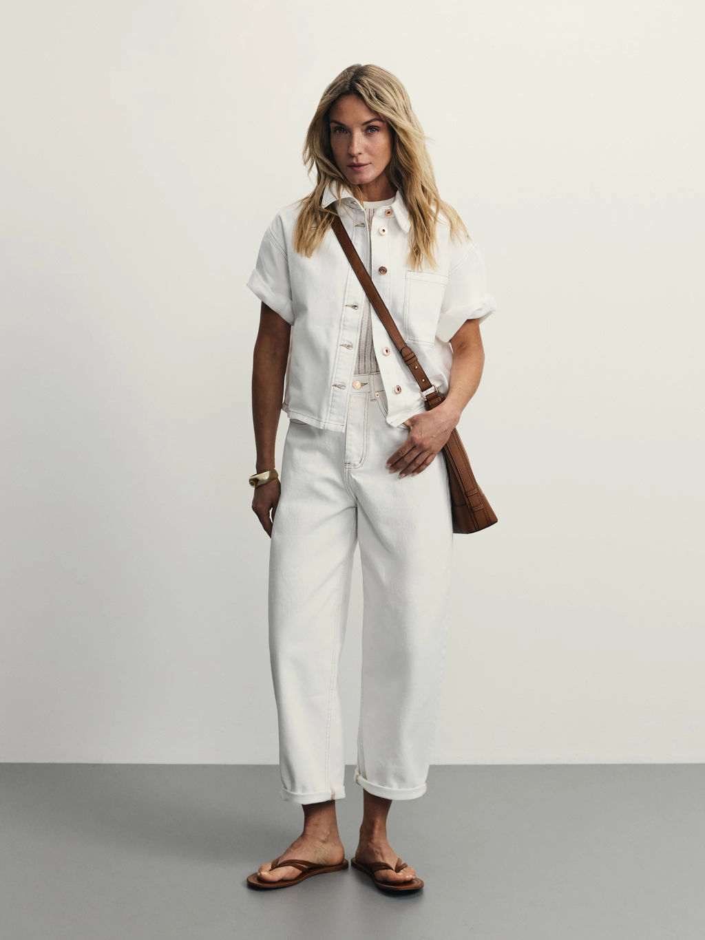 Джинсовая рубашка с коротким рукавом / Zarina фото 2