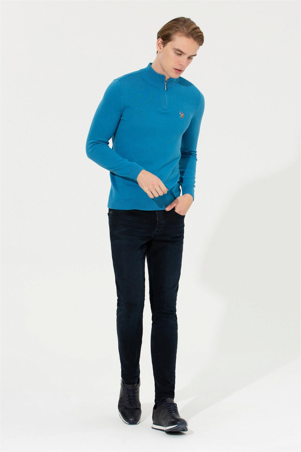 Мужской кобальтовый трикотажный свитер - U.s. polo assn фото 10