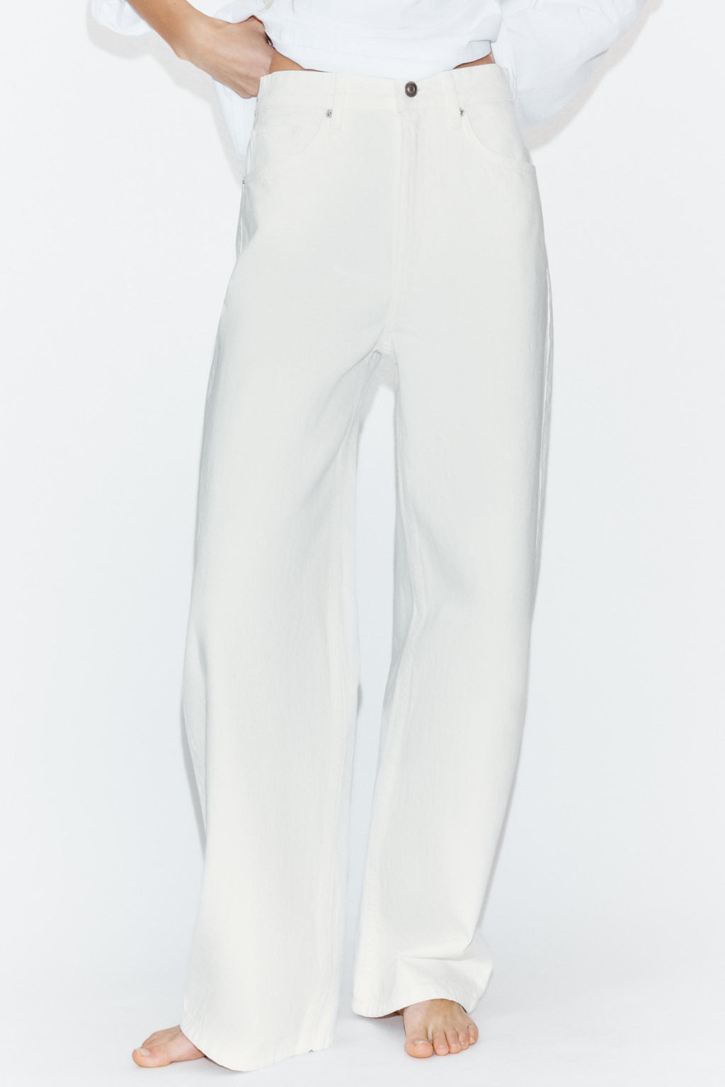 JEANS TRF EXTRA WIDE LEG TIRO ALTO / Blanco roto - Zara фото 2