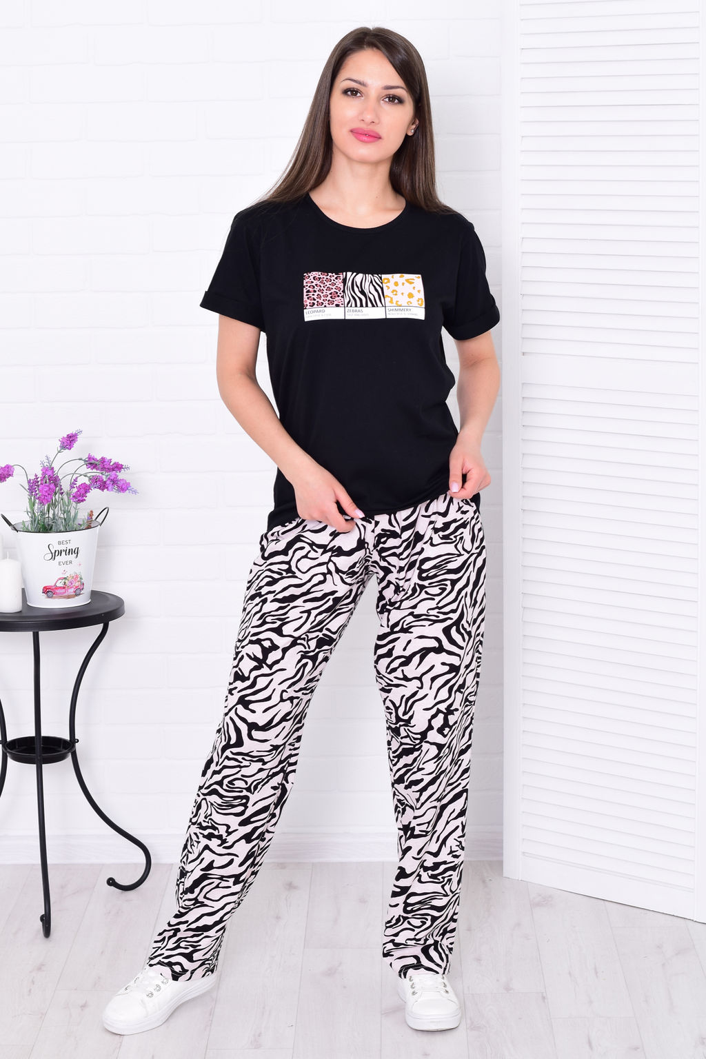 Пижама женская 5-327 (черный зебра)