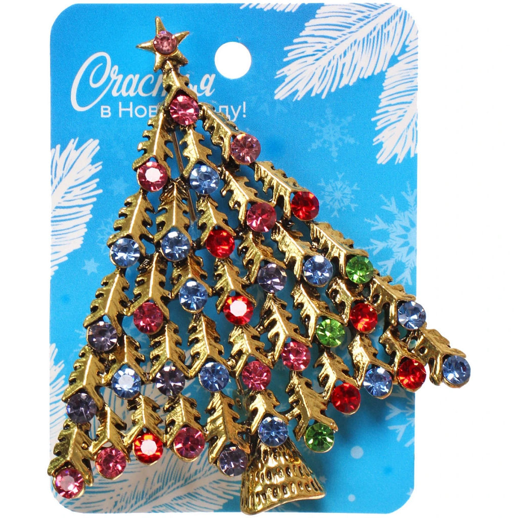 Цена за 3 шт. Брошь "Зимняя сказка - Ёлочка" 7*6,2см