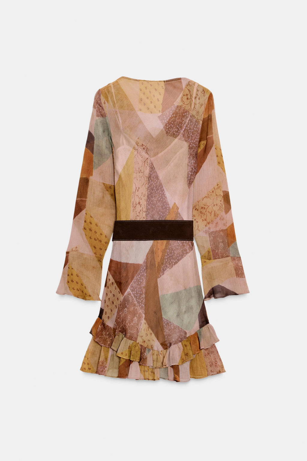 MINI PATCHWORK PRINT DRESS WITH BELT - Zara фото 7