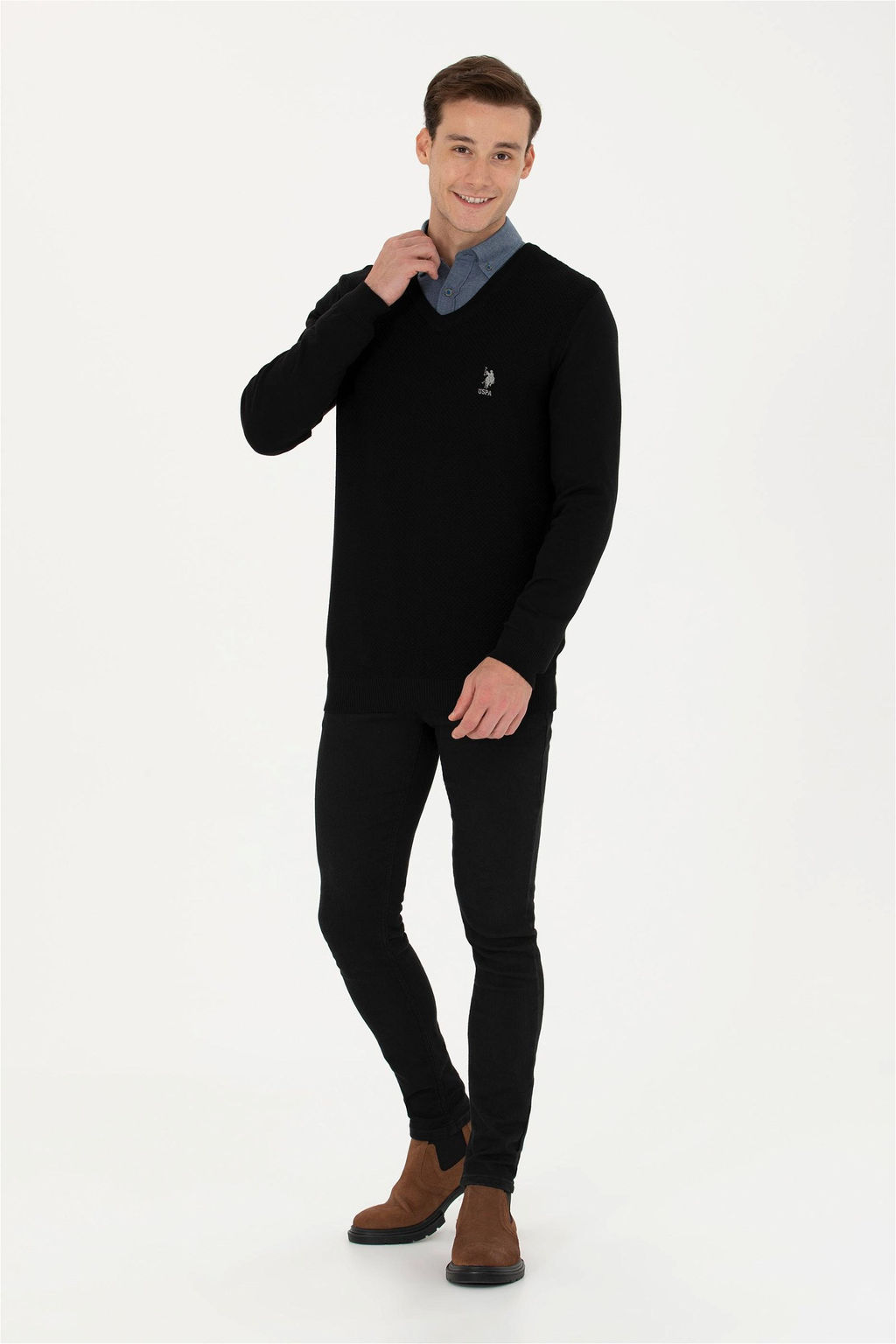 Мужской черный базовый свитер - U.s. polo assn фото 11