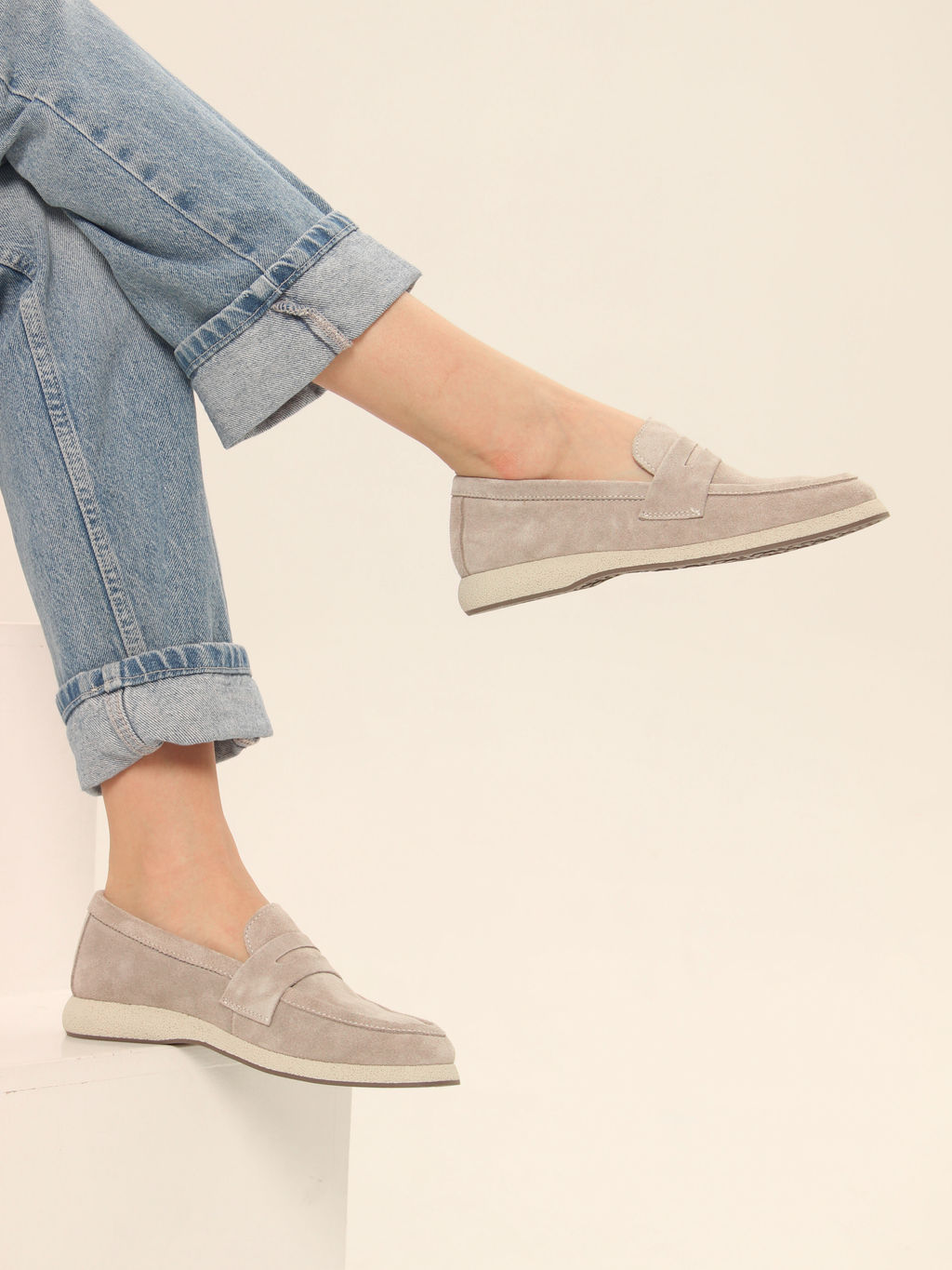 Лоферы 177.1607be.Каменный замша