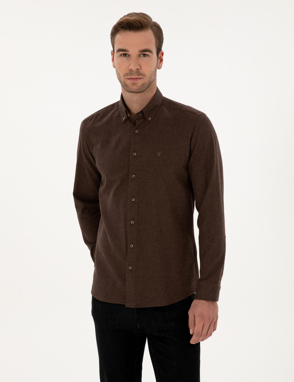 Koyu Kahverengi Slim Fit Uzun Kollu G_mlek - Cacharel фото 3