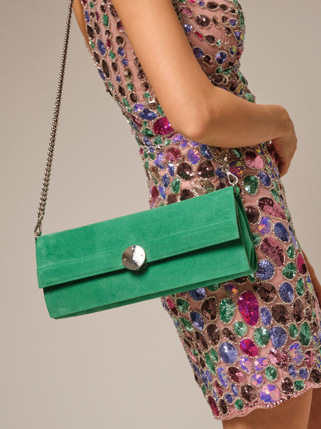 Клатч замшевый Deboro 30477 зеленый изумруд
