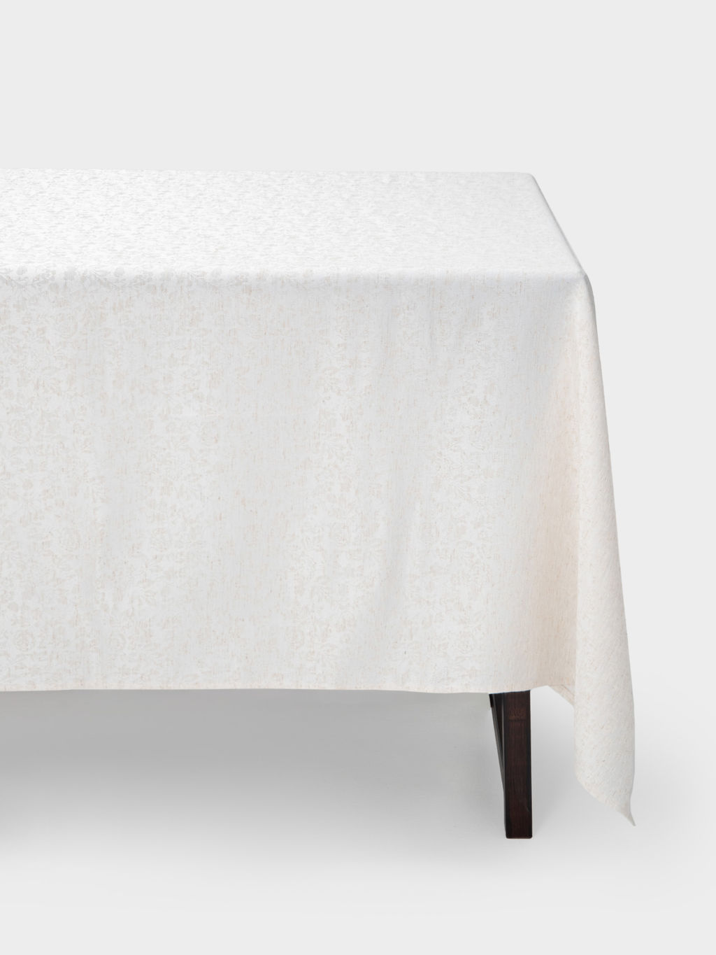 Скатерть, 160х160 см, жаккард, полиэстер/лен, бежевая, Цветы, Vernazza