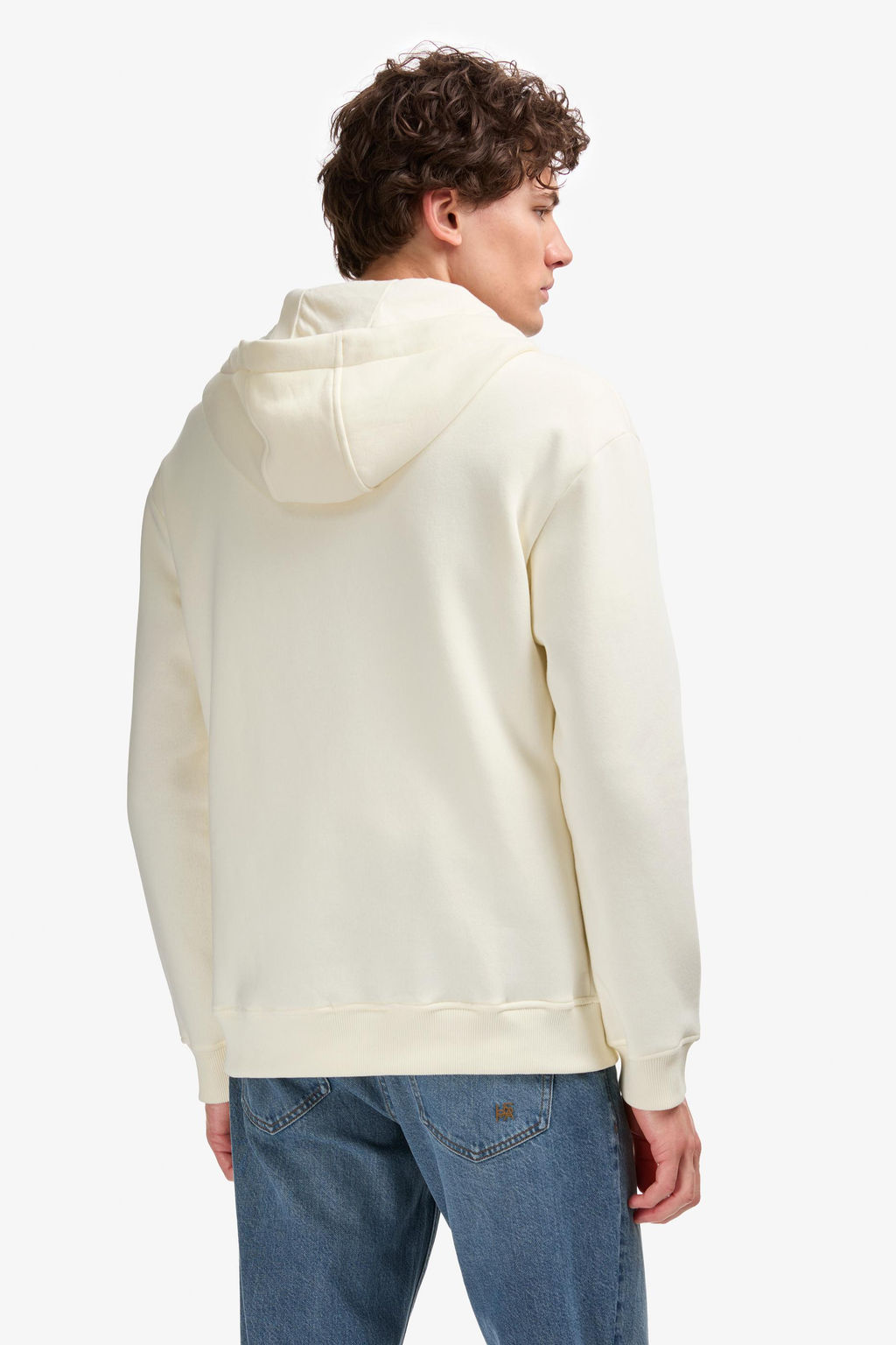 Толстовка на молнии Comfort Fit кремовая из хлопка