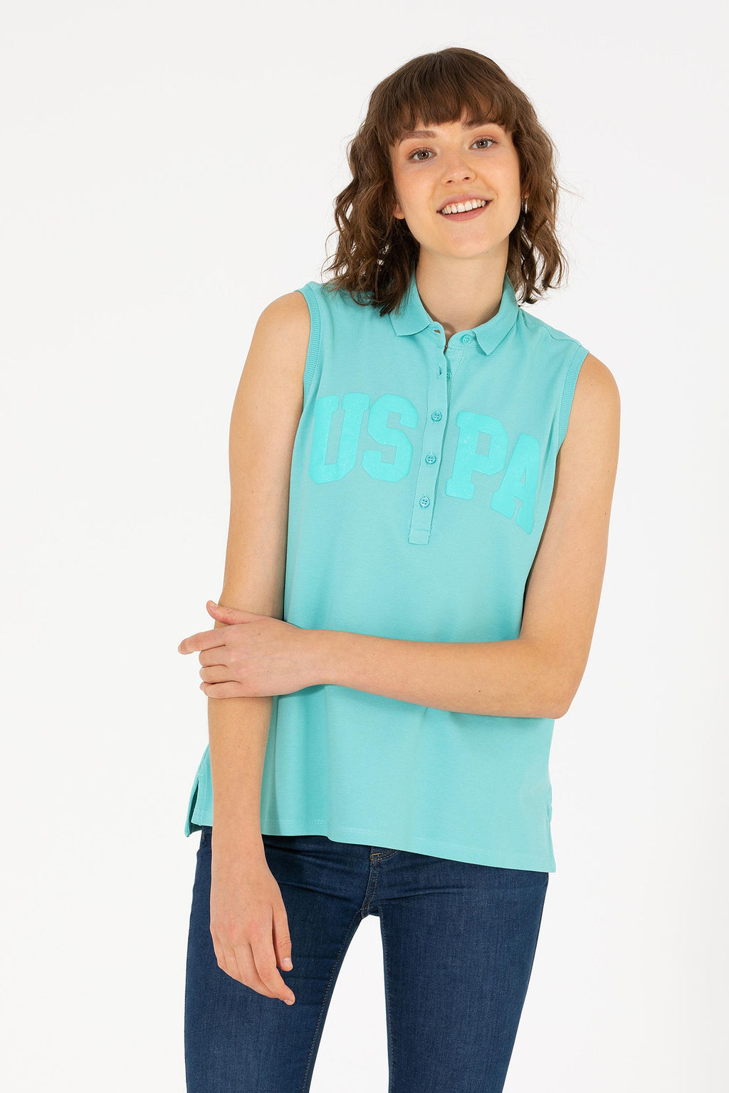 Мятная женская футболка с воротником-поло - U.s. polo assn фото 15