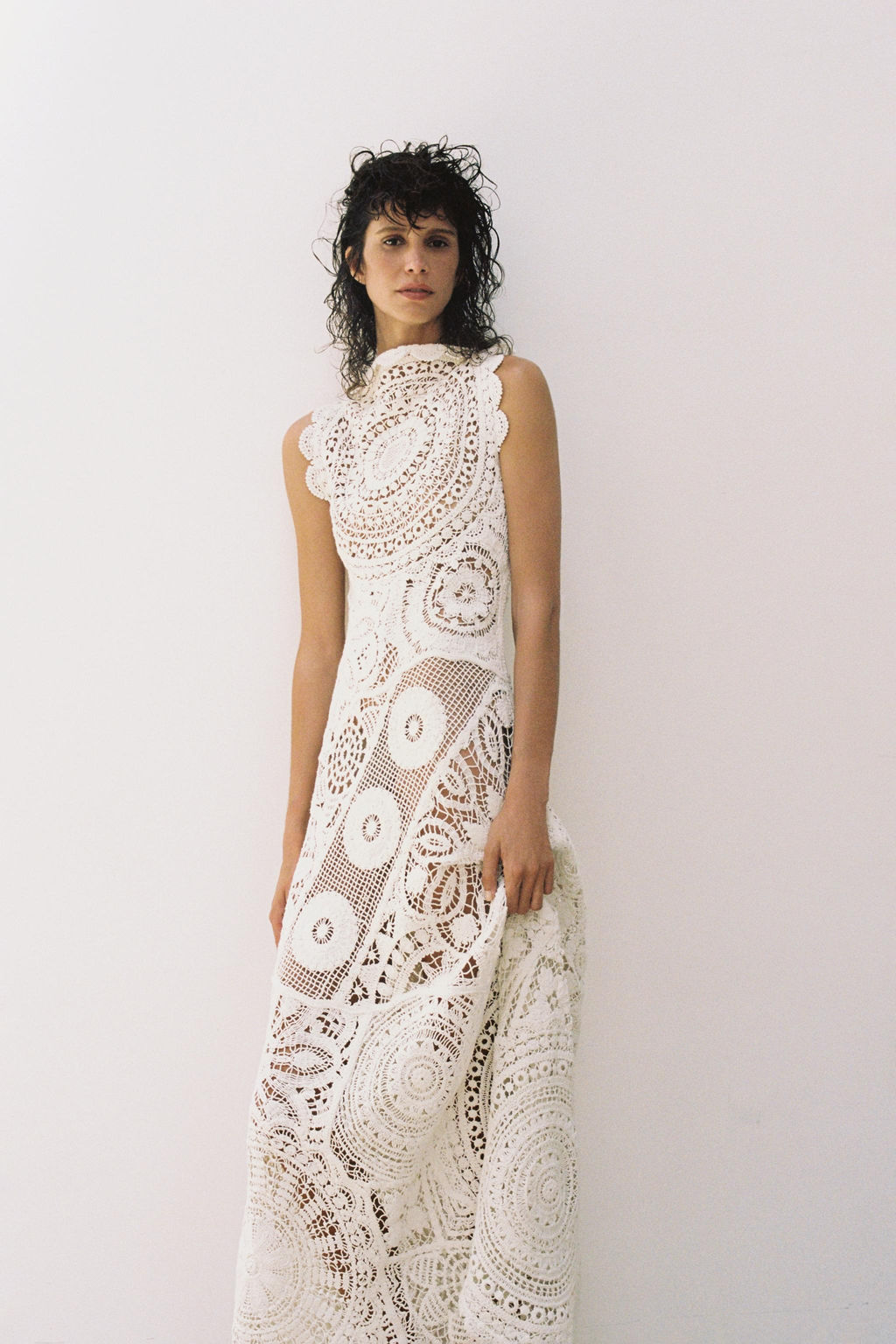 VESTIDO LARGO CROCHET ZW COLLECTION / Blanco