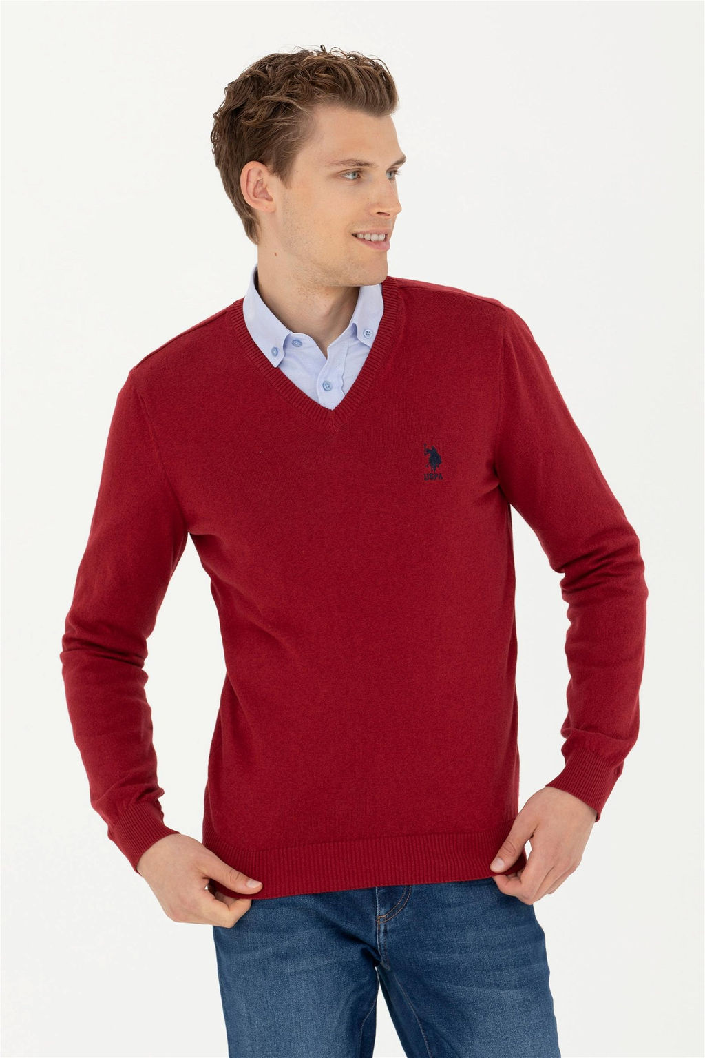 Мужской бордово-красный свитер - U.s. polo assn фото 10