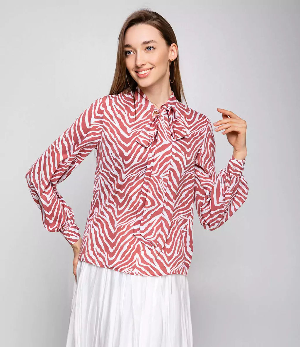 Блуза #БШ1723, пудровый,белый