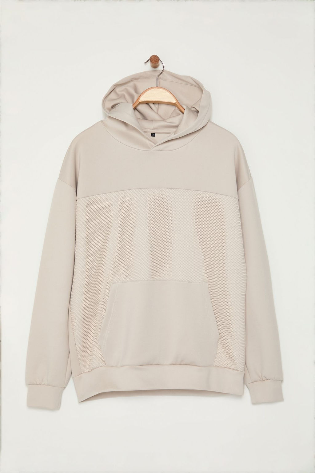 Vizon Oversize/Genis Kesim File Detayl? Kapusonlu Sweatshirt TMNAW25SW00173 - Trendyolmilla фото 6