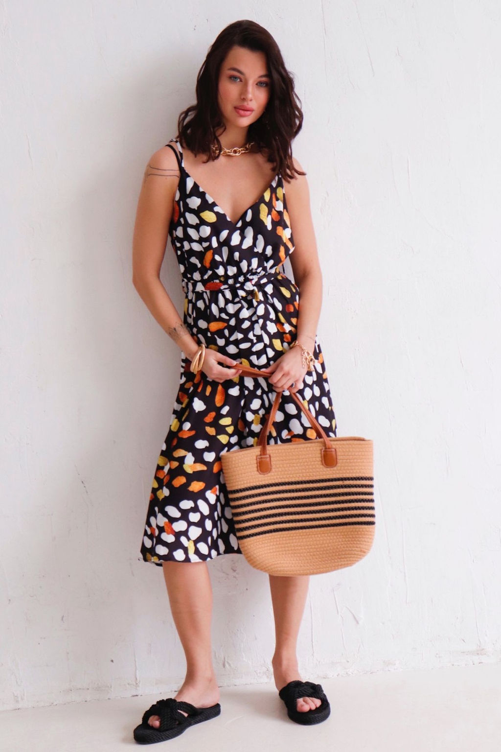 Martichelli Платье летнее чёрное с принтом  фото 7