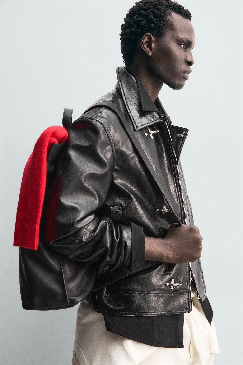 LEATHER EFFECT JACKET WITH FIREMAN CLASPS - Zara фото 13
