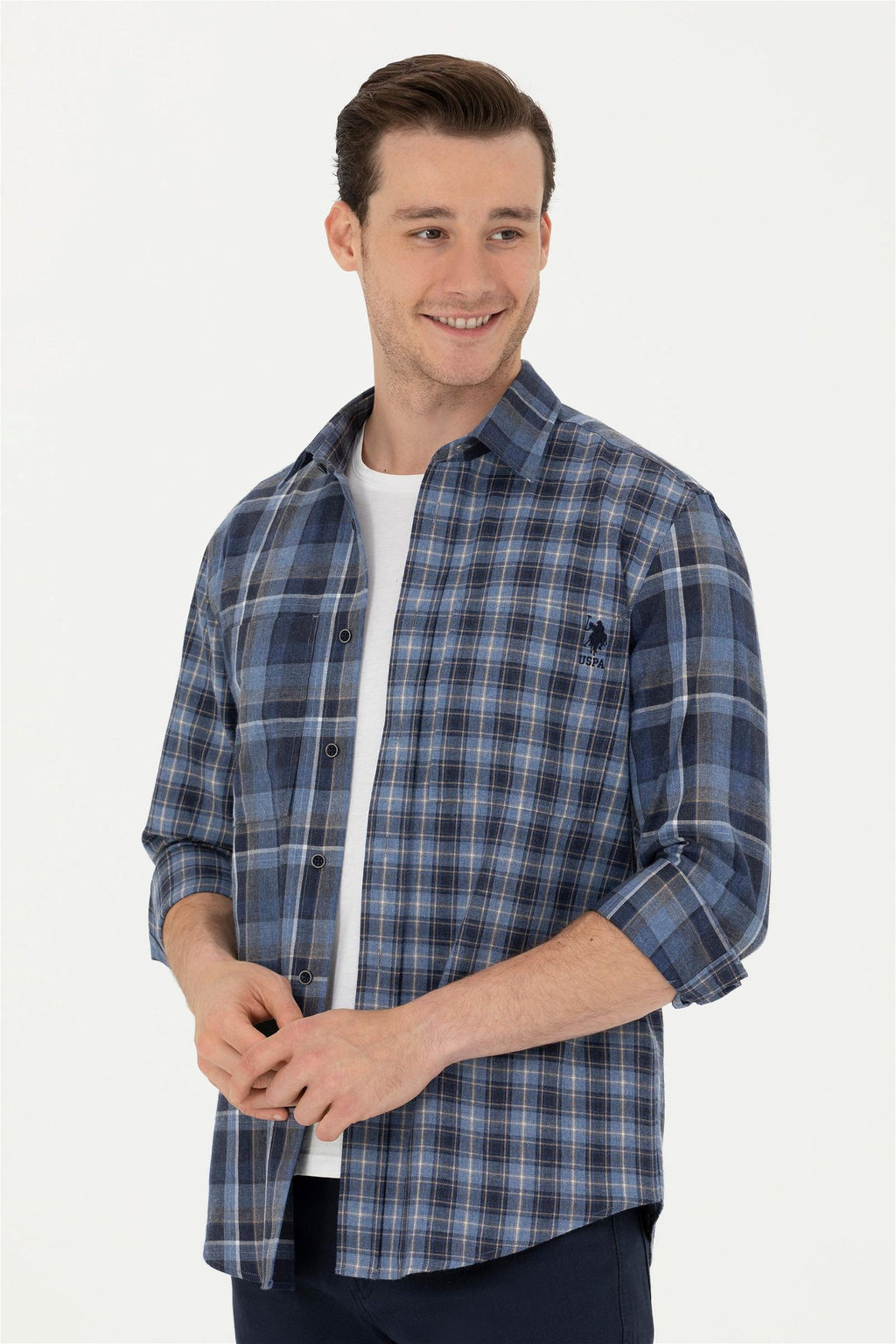 Мужская синяя рубашка с длинным рукавом - U.s. polo assn фото 10