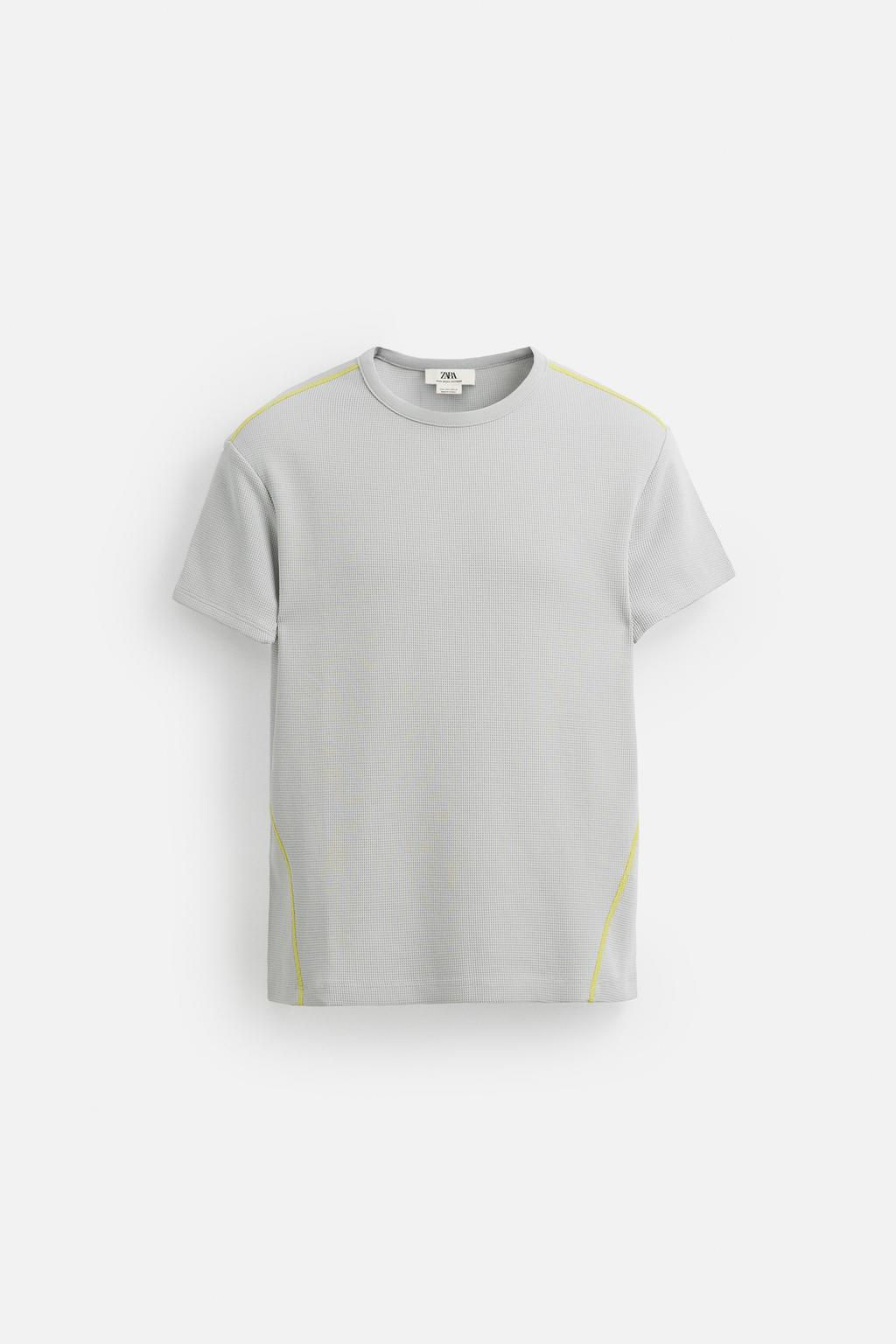 CHECK TEXTURED CROPPED FIT T-SHIRT - Zara фото 6