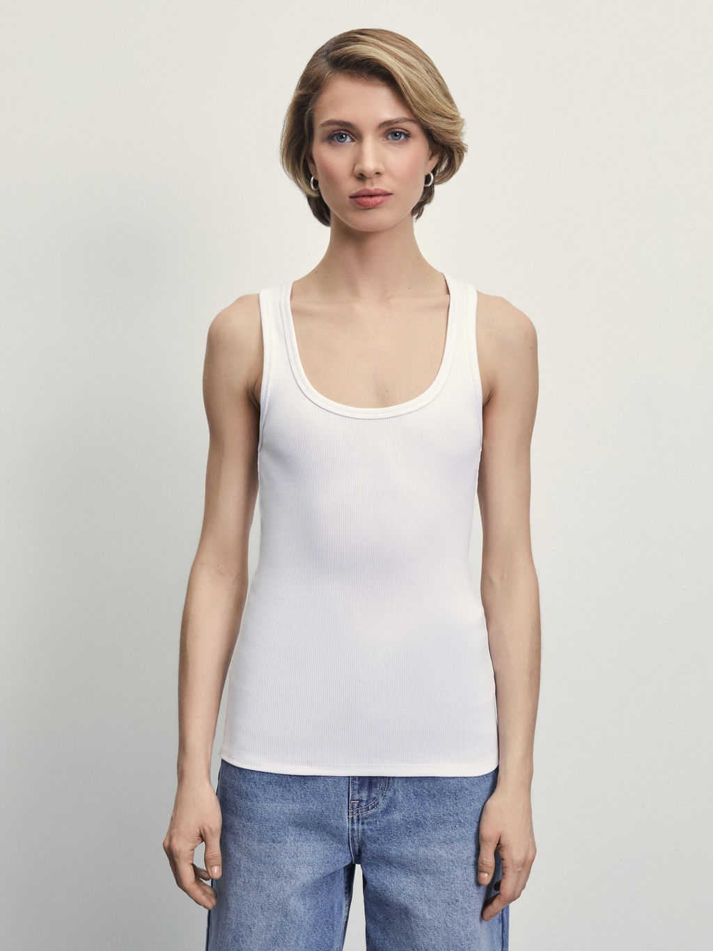 Базовая майка в рубчик / Zarina  фото 3