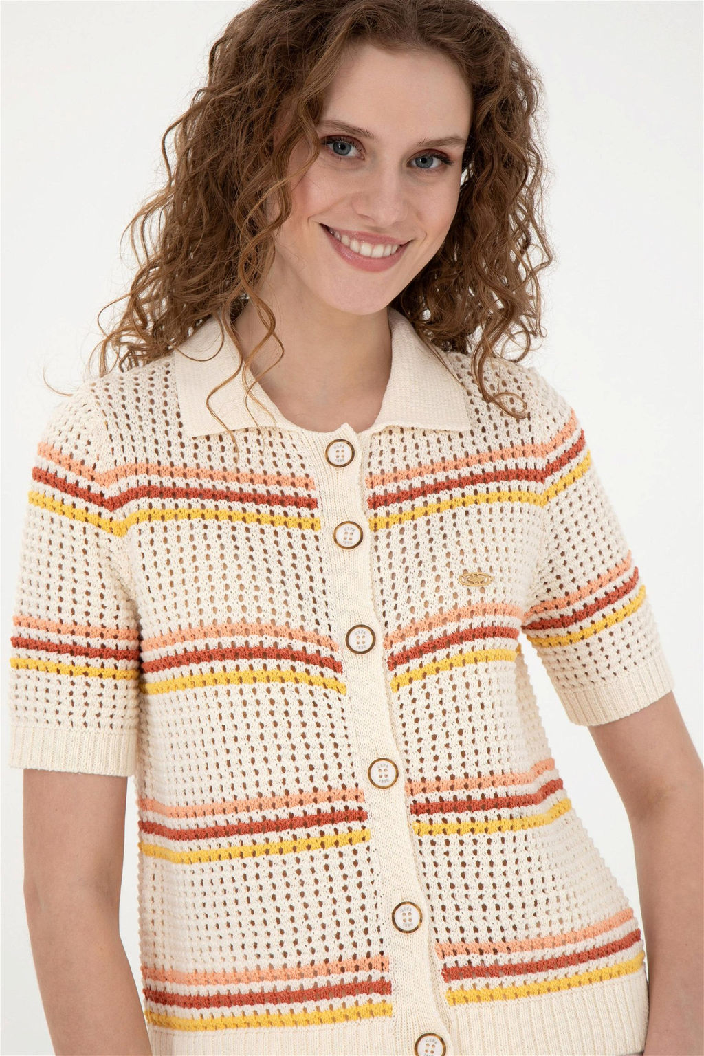 Женский кремовый трикотажный кардиган - U.s. polo assn фото 2