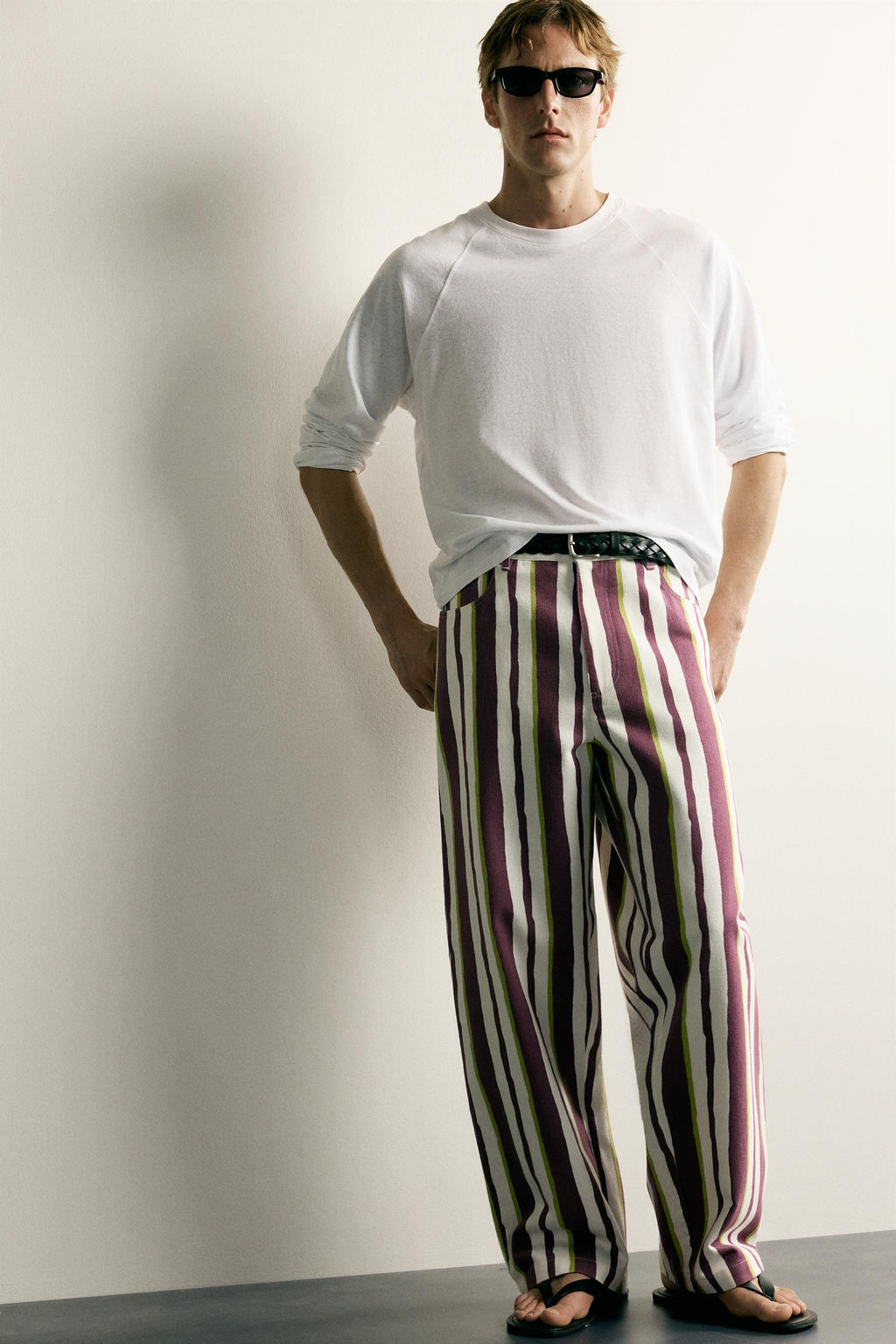 PANTAL?N STRAIGHT FIT RAYAS / Morado - Zara фото 5