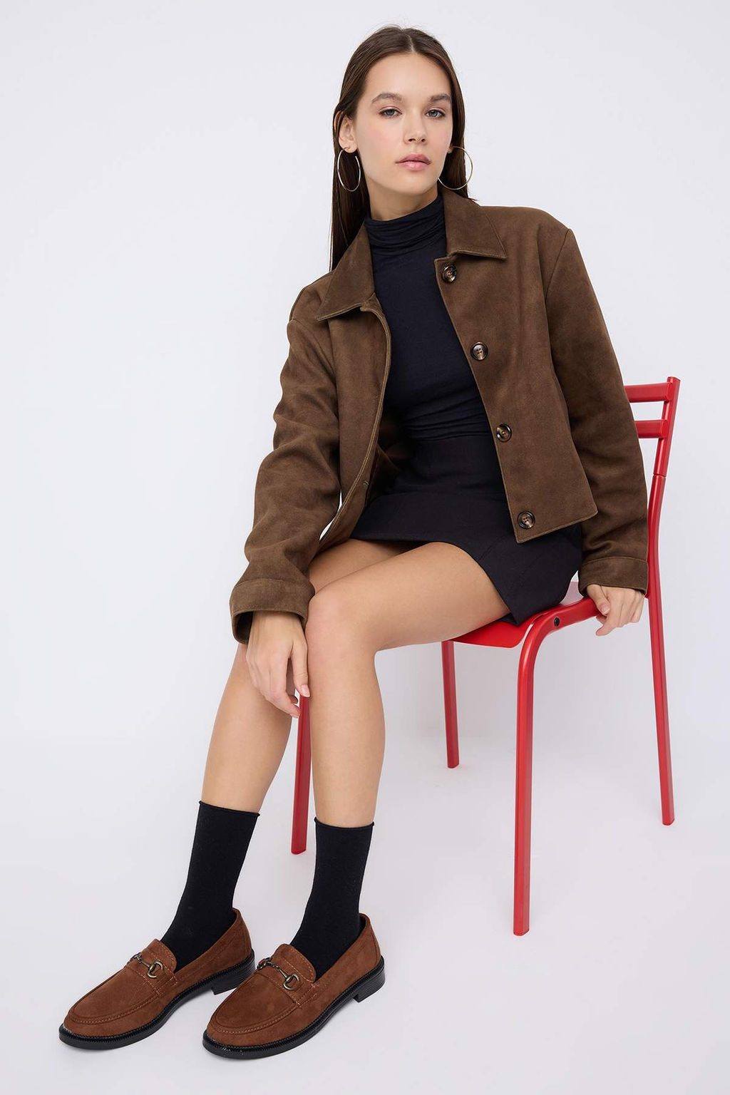 Teen Kahverengi Toka Detayl? Suet Kad?n Loafer Ayakkab?
TAKAW26LA00002 - Trendyolmilla фото 5