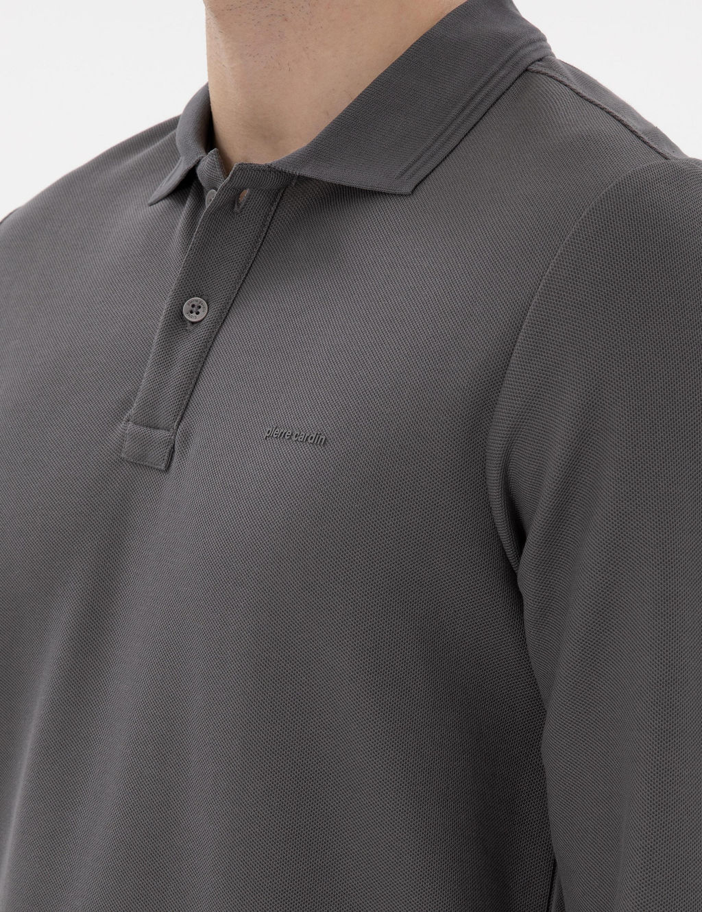 Gri Slim Fit K_vr_lmaz Yaka Sweatshirt - Pierre cardin фото 7