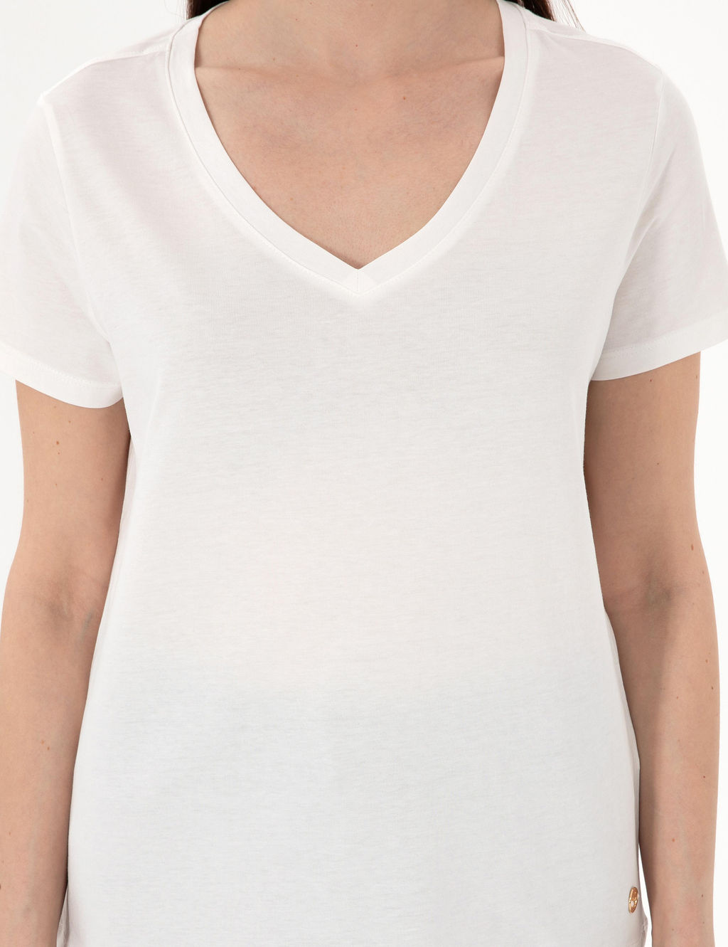 Beyaz Regular Fit V Yaka Basic Ti__rt - Pierre cardin фото 6